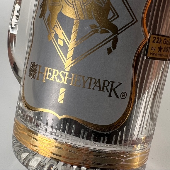 Vtg Hershey Park Carousel Horse Drinking Mug Glassware Barware Astar 22K Gold - Picture 12 of 14